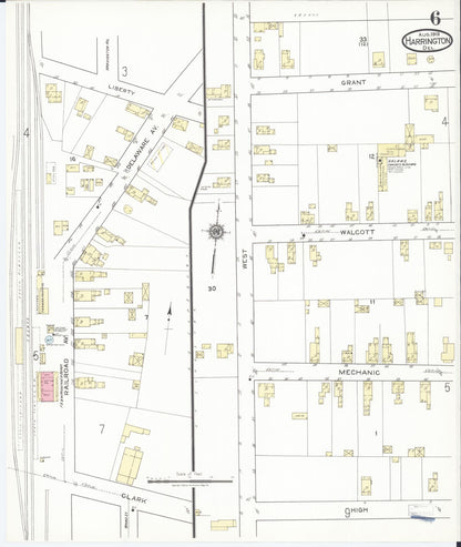 Sanborn Fire Insurance Map from Harrington, Kent County, Delaware (1919), Sheet #0006 - Complete Map Set gallery image, historic Sanborn map, vintage wall art, Delaware Delaware