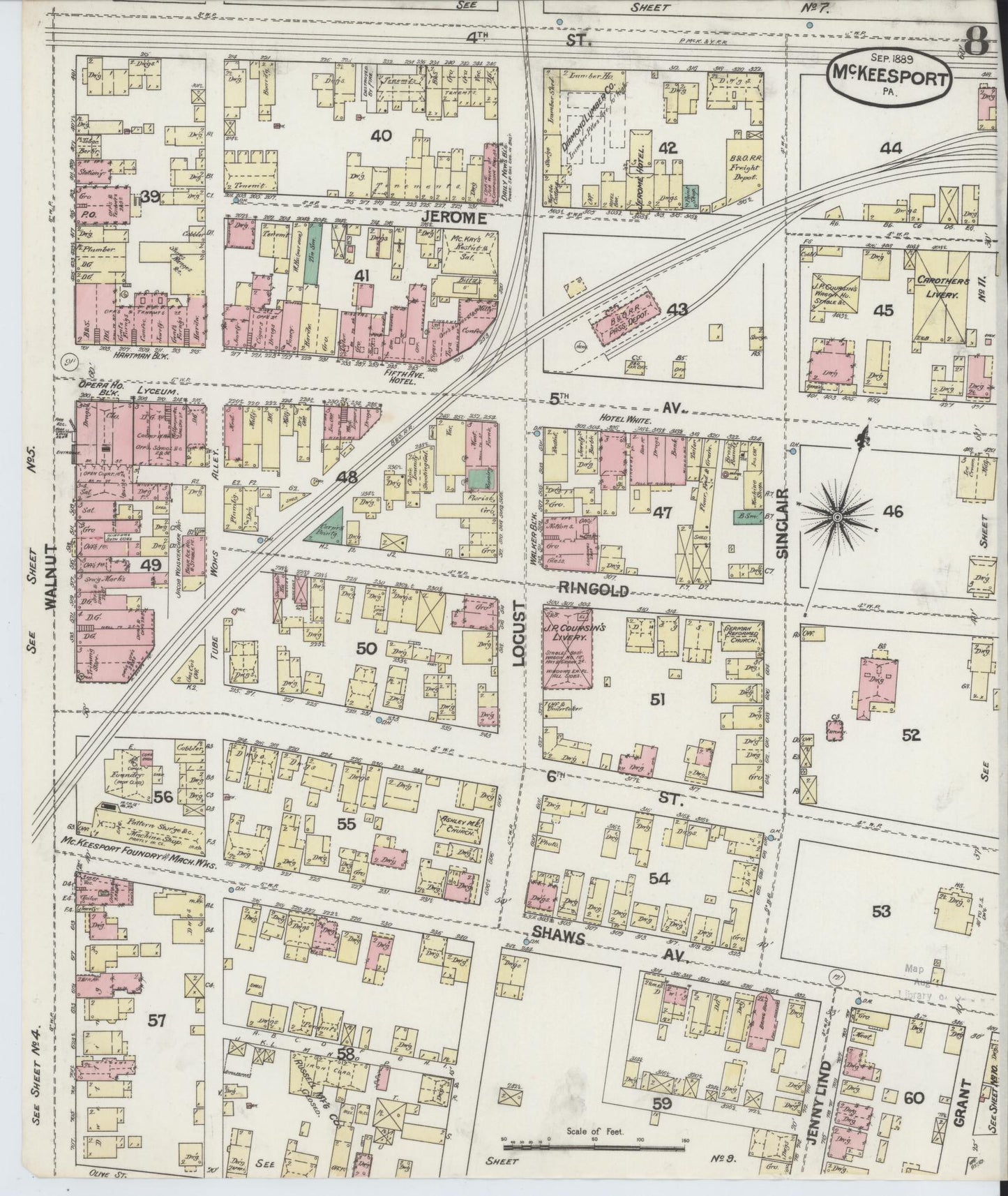 Sanborn Fire Insurance Map from McKeesport, Allegheny County, Pennsylvania (1889), Sheet #0008 - Complete Map Set gallery image, historic Sanborn map, vintage wall art, Pennsylvania Pennsylvania