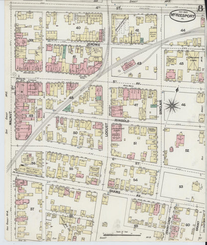 Sanborn Fire Insurance Map from McKeesport, Allegheny County, Pennsylvania (1889), Sheet #0008 - Complete Map Set gallery image, historic Sanborn map, vintage wall art, Pennsylvania Pennsylvania