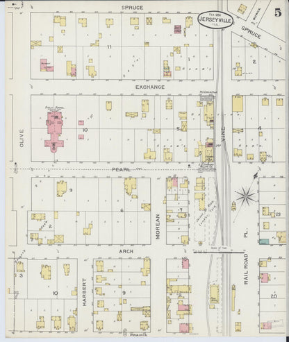 Sanborn Fire Insurance Map from Jerseyville, Jersey County, Illinois (1894), Sheet #0005 - Complete Map Set gallery image, historic Sanborn map, vintage wall art, Illinois Illinois