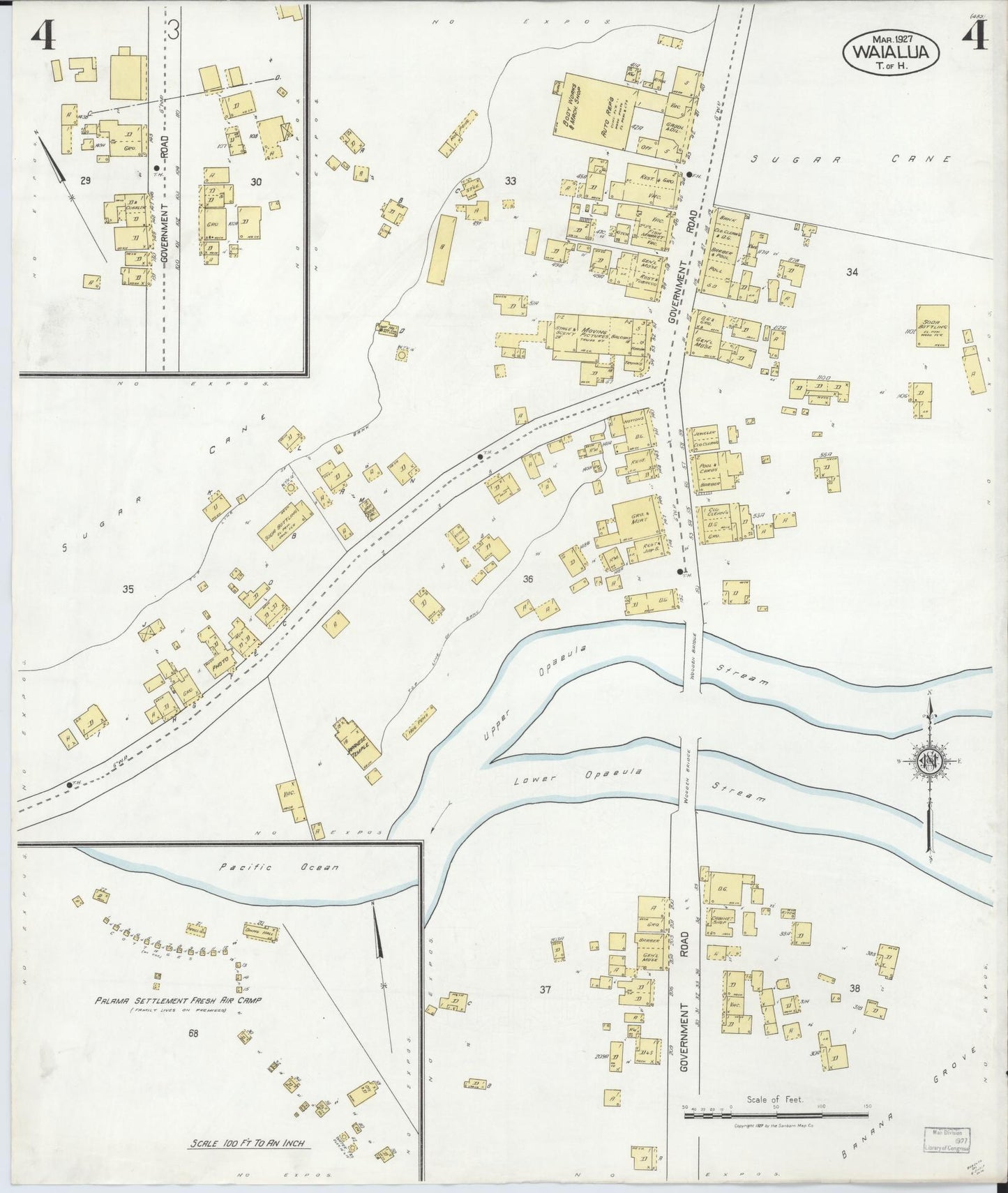 Sanborn Fire Insurance Map from Waialua, Honolulu County, Hawaii (1927), Sheet #0004 - Complete Map Set gallery image, historic Sanborn map, vintage wall art, Hawaii Hawaii