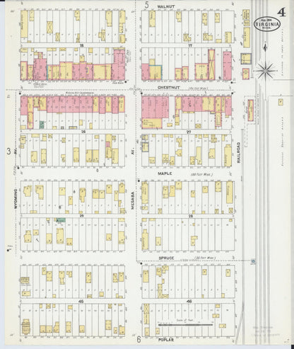 Sanborn Fire Insurance Map from Virginia, Saint Louis County, Minnesota (1904), Sheet #0004 - Complete Map Set gallery image, historic Sanborn map, vintage wall art, Minnesota Minnesota