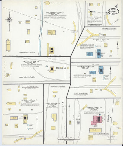 Sanborn Fire Insurance Map from Buhl, Saint Louis County, Minnesota (1917), Sheet #0004 - Historic Sanborn Fire Insurance Map Print, vintage old map wall art, antique decor, genealogy gift, Minnesota Minnesota map