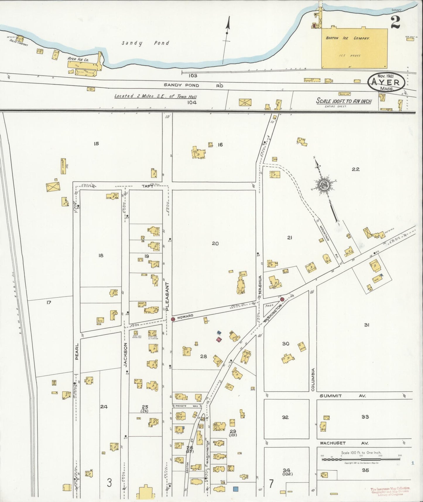 Sanborn Fire Insurance Map from Ayer, Middlesex County, Massachusetts (1921), Sheet #0002 - Complete Map Set gallery image, historic Sanborn map, vintage wall art, Massachusetts Massachusetts