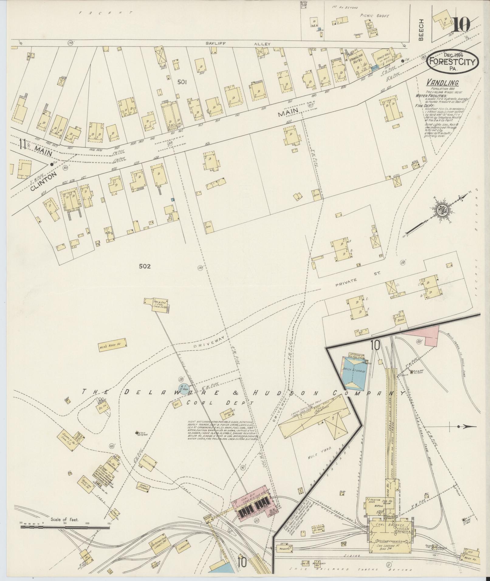 Sanborn Fire Insurance Map from Forest City, Susquehanna County, Pennsylvania (1914), Sheet #0010 - Historic Sanborn Fire Insurance Map Print, vintage old map wall art, antique decor, genealogy gift, Pennsylvania Pennsylvania map