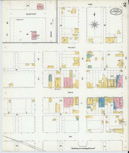 Sanborn Fire Insurance Map from Carmen, Alfalfa County, Oklahoma (1905), Sheet #0002 - Complete Map Set gallery image, historic Sanborn map, vintage wall art, Oklahoma Oklahoma