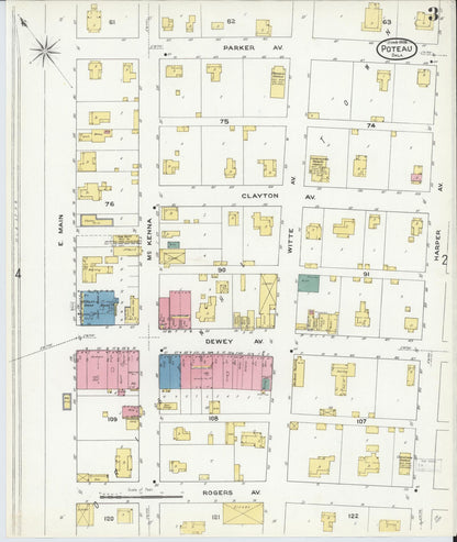 Sanborn Fire Insurance Map from Poteau, Le Flore County, Oklahoma (1909), Sheet #0003 - Complete Map Set gallery image, historic Sanborn map, vintage wall art, Oklahoma Oklahoma