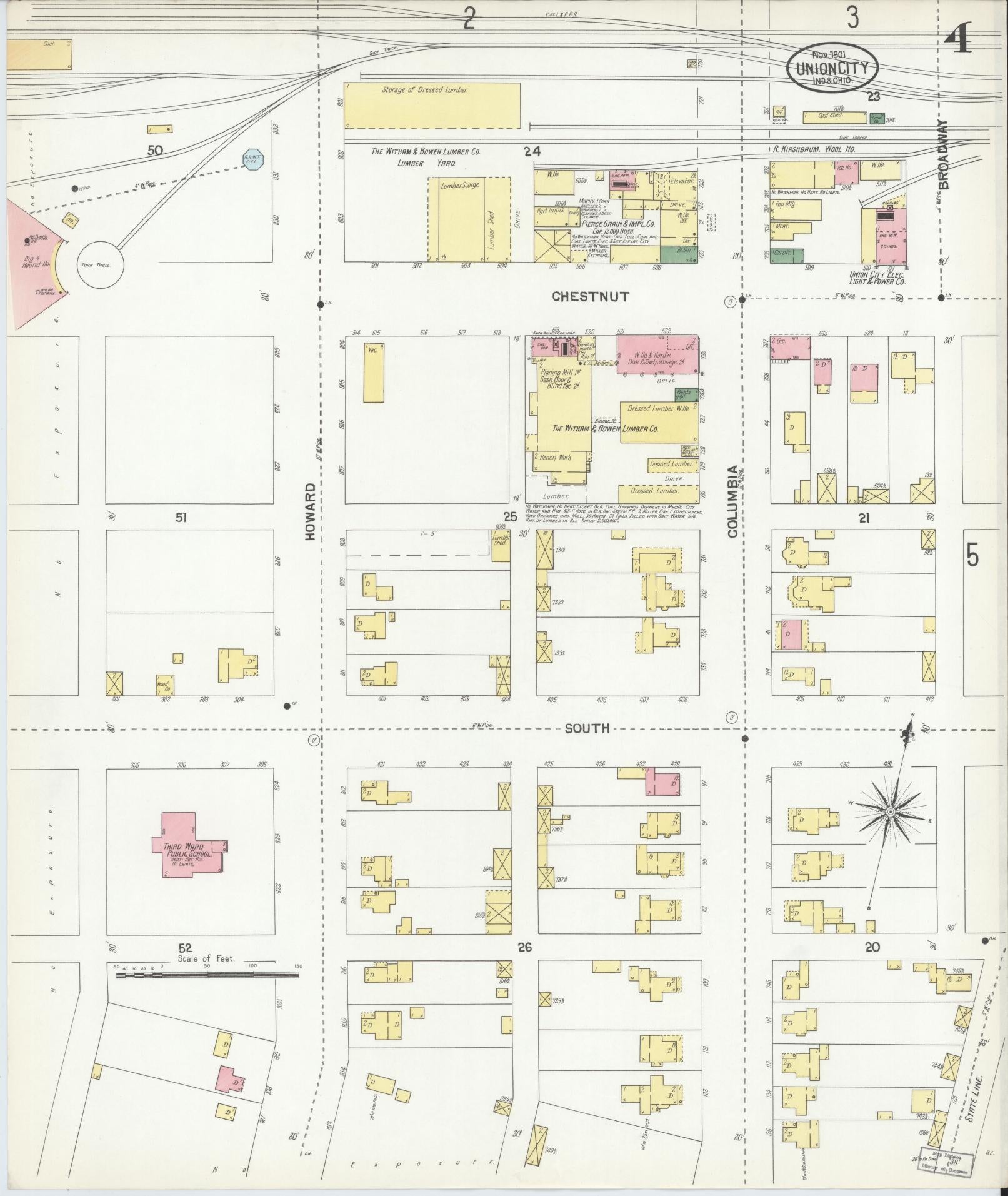 Sanborn Fire Insurance Map from Union City, Randolph County, Indiana (1901), Sheet #0004 - Complete Map Set gallery image, historic Sanborn map, vintage wall art, Indiana Indiana