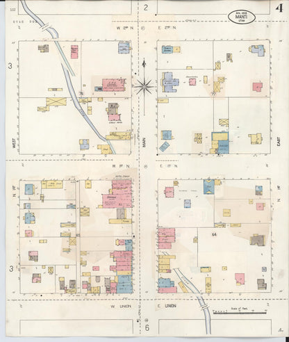 Sanborn Fire Insurance Map from Manti, Sanpete County, Utah (1931), Sheet #0004 - Complete Map Set gallery image, historic Sanborn map, vintage wall art, Utah Utah