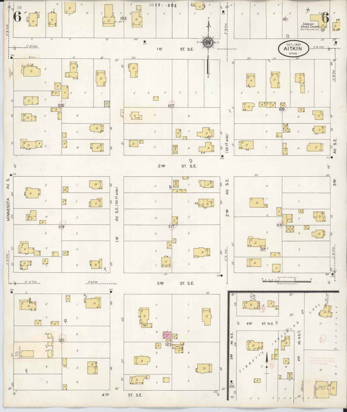 Sanborn Fire Insurance Map from Aitkin, Aitkin County, Minnesota (1936), Sheet #0006 - Complete Map Set gallery image, historic Sanborn map, vintage wall art, Minnesota Minnesota