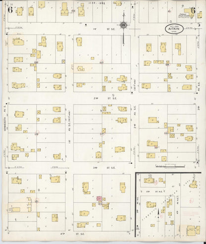 Sanborn Fire Insurance Map from Aitkin, Aitkin County, Minnesota (1936), Sheet #0006 - Complete Map Set gallery image, historic Sanborn map, vintage wall art, Minnesota Minnesota