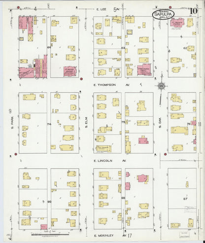 Sanborn Fire Insurance Map from Sapulpa, Creek County, Oklahoma (1920), Sheet #0010 - Complete Map Set gallery image, historic Sanborn map, vintage wall art, Oklahoma Oklahoma
