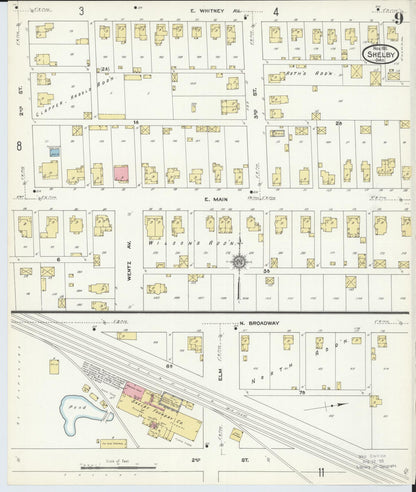 Sanborn Fire Insurance Map from Shelby, Richland County, Ohio (1911), Sheet #0009 - Complete Map Set gallery image, historic Sanborn map, vintage wall art, Ohio Ohio