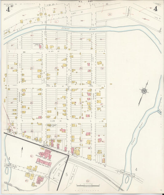 Sanborn Fire Insurance Map from Richlands, Tazewell County, Virginia (1936), Sheet #0004 - Historic Sanborn Fire Insurance Map Print, vintage old map wall art, antique decor, genealogy gift, Virginia Virginia map