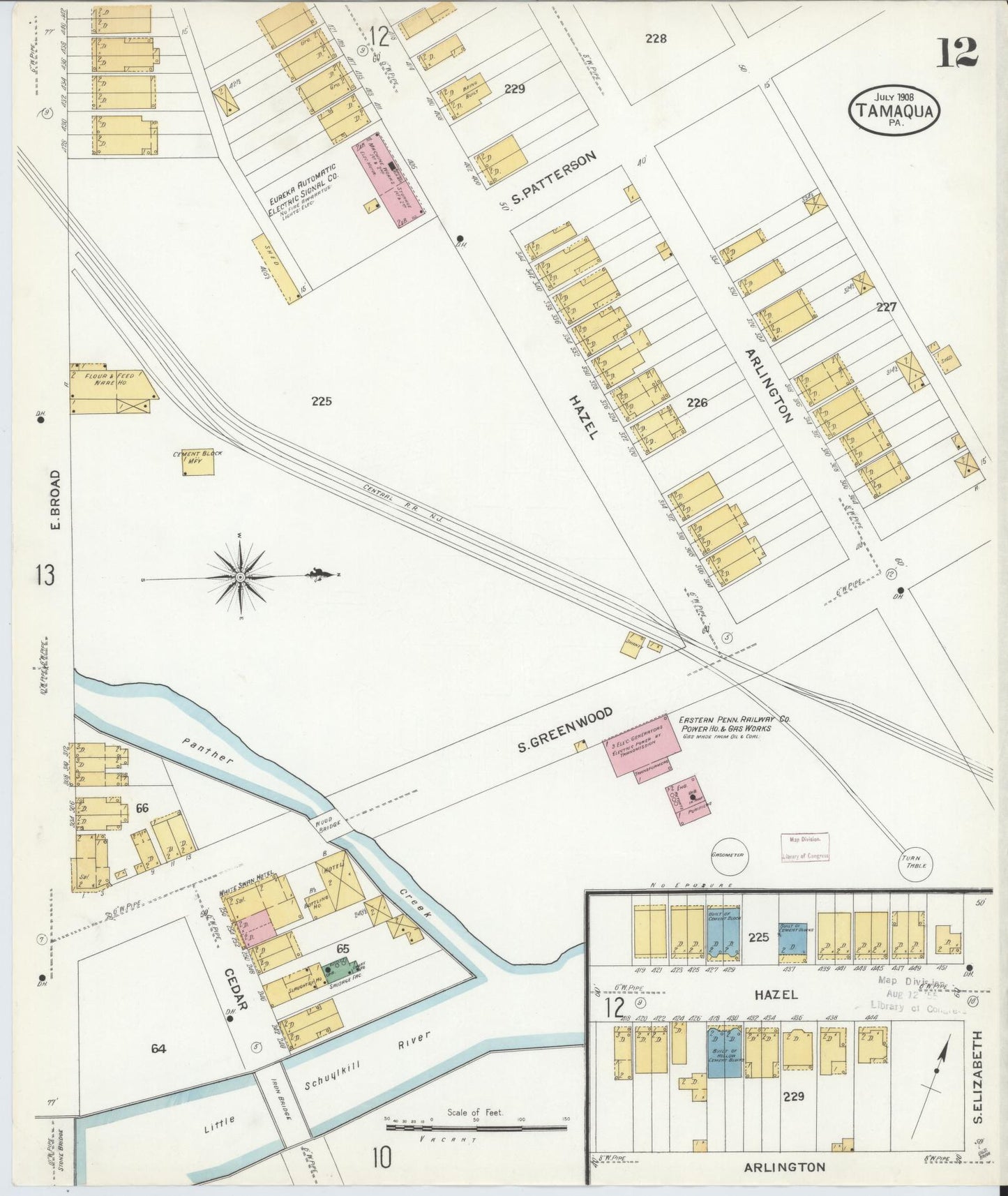 Sanborn Fire Insurance Map from Tamaqua, Schuylkill County, Pennsylvania (1908), Sheet #0012 - Complete Map Set gallery image, historic Sanborn map, vintage wall art, Pennsylvania Pennsylvania