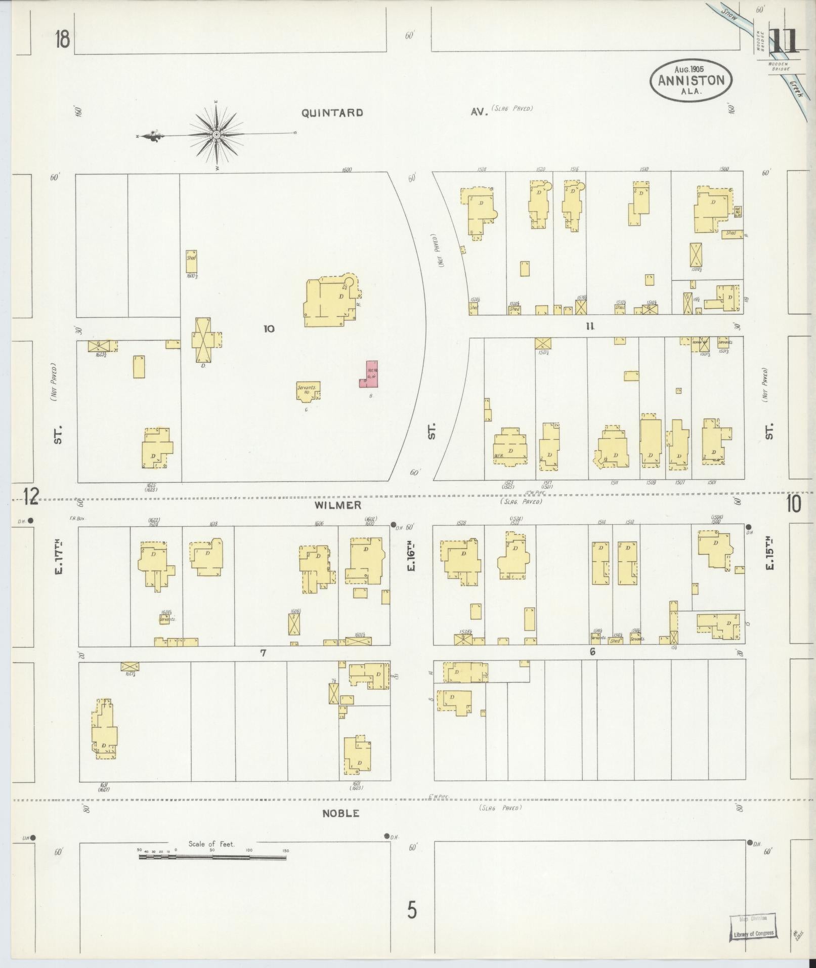 Sanborn Fire Insurance Map from Anniston, Calhoun County, Alabama (1905), Sheet #0011 - Complete Map Set gallery image, historic Sanborn map, vintage wall art, Alabama Alabama