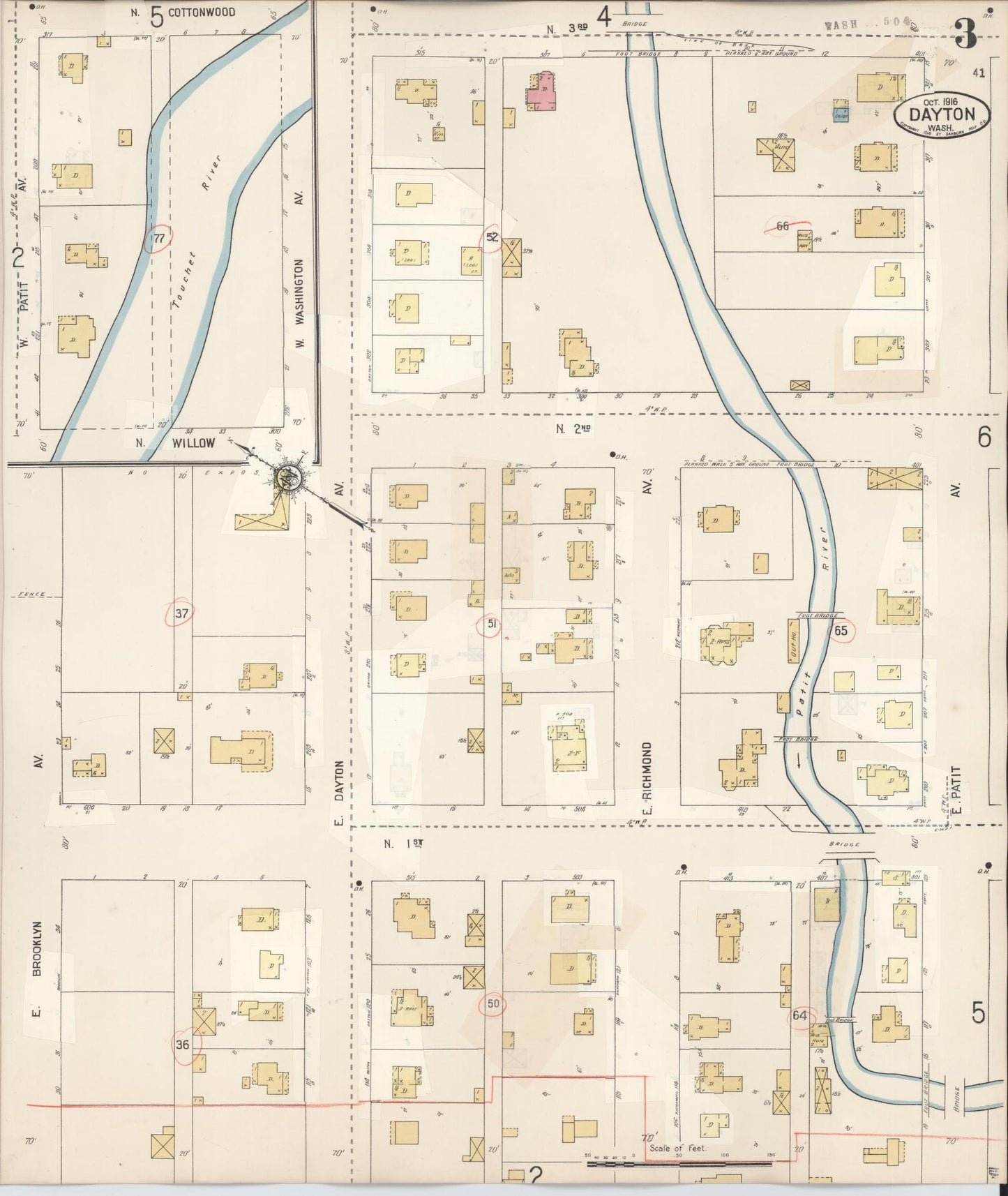 Sanborn Fire Insurance Map from Dayton, Columbia County, Washington (1943), Sheet #0003 - Complete Map Set gallery image, historic Sanborn map, vintage wall art, Washington Washington