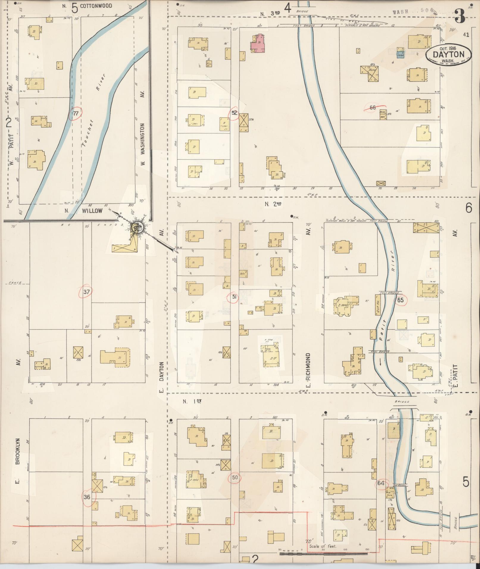 Sanborn Fire Insurance Map from Dayton, Columbia County, Washington (1943), Sheet #0003 - Complete Map Set gallery image, historic Sanborn map, vintage wall art, Washington Washington