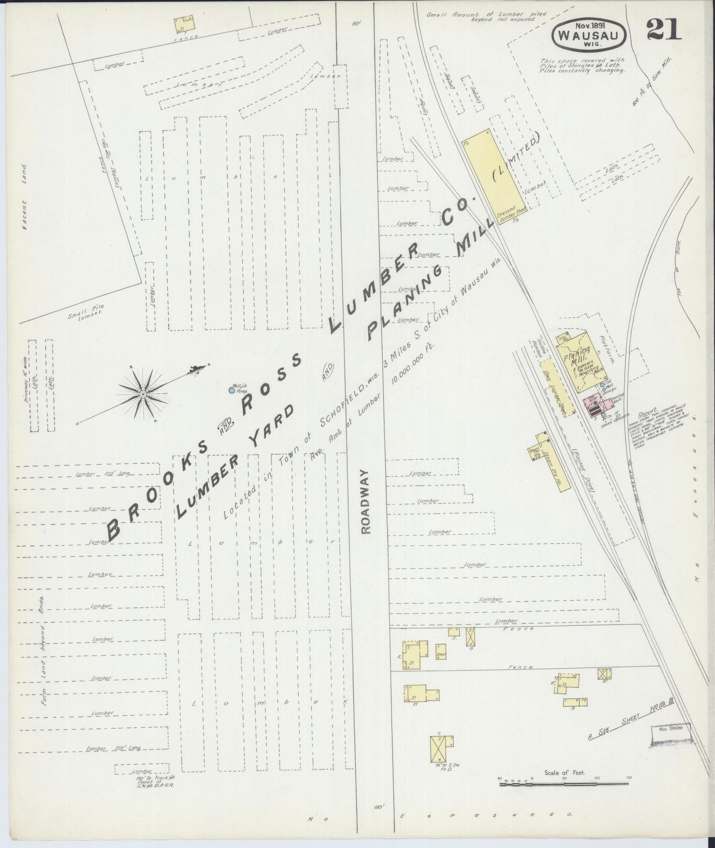 Sanborn Fire Insurance Map from Wausau, Marathon County, Wisconsin (1891), Sheet #0021 - Complete Map Set gallery image, historic Sanborn map, vintage wall art, Wisconsin Wisconsin