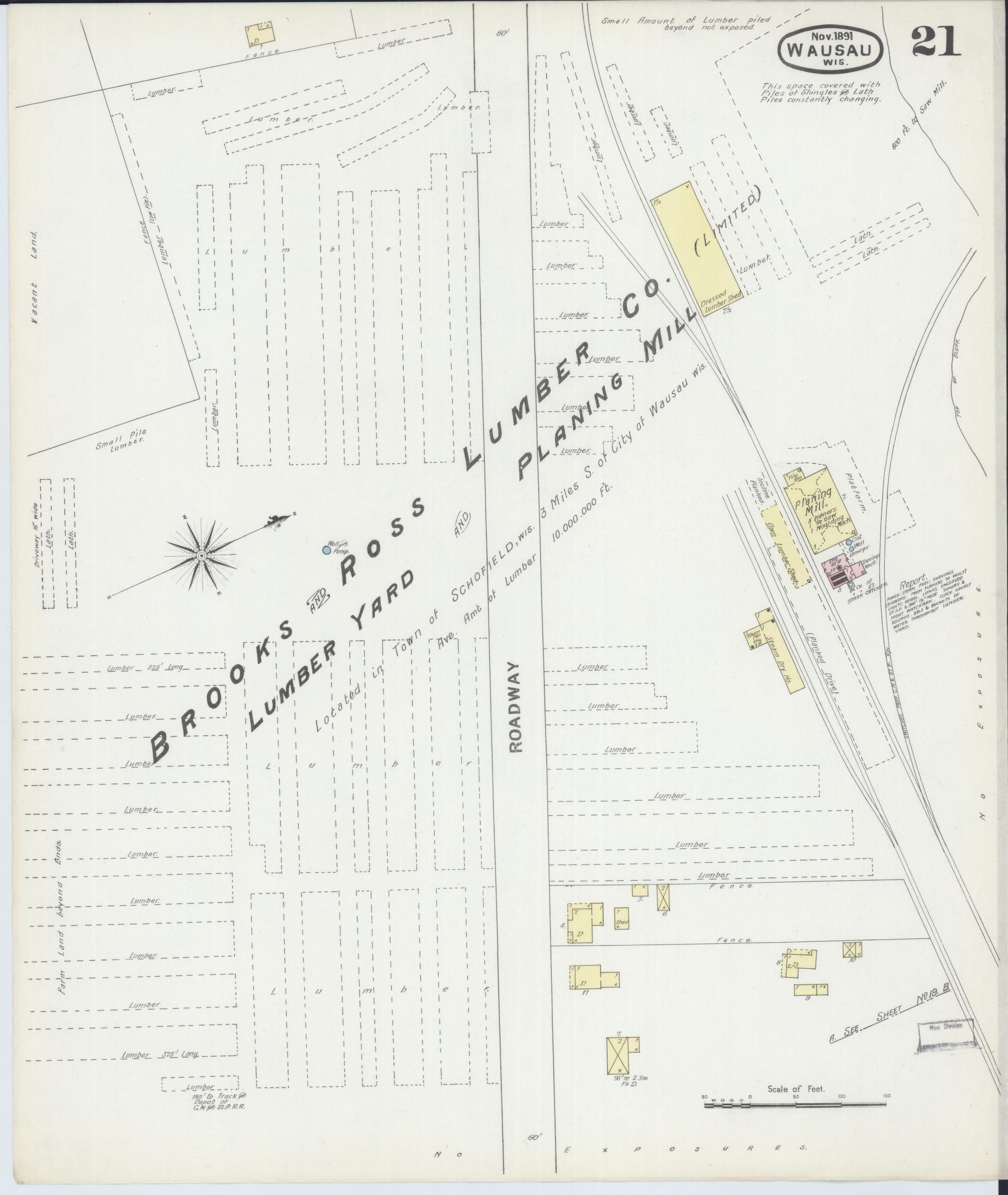 Sanborn Fire Insurance Map from Wausau, Marathon County, Wisconsin (1891), Sheet #0021 - Complete Map Set gallery image, historic Sanborn map, vintage wall art, Wisconsin Wisconsin