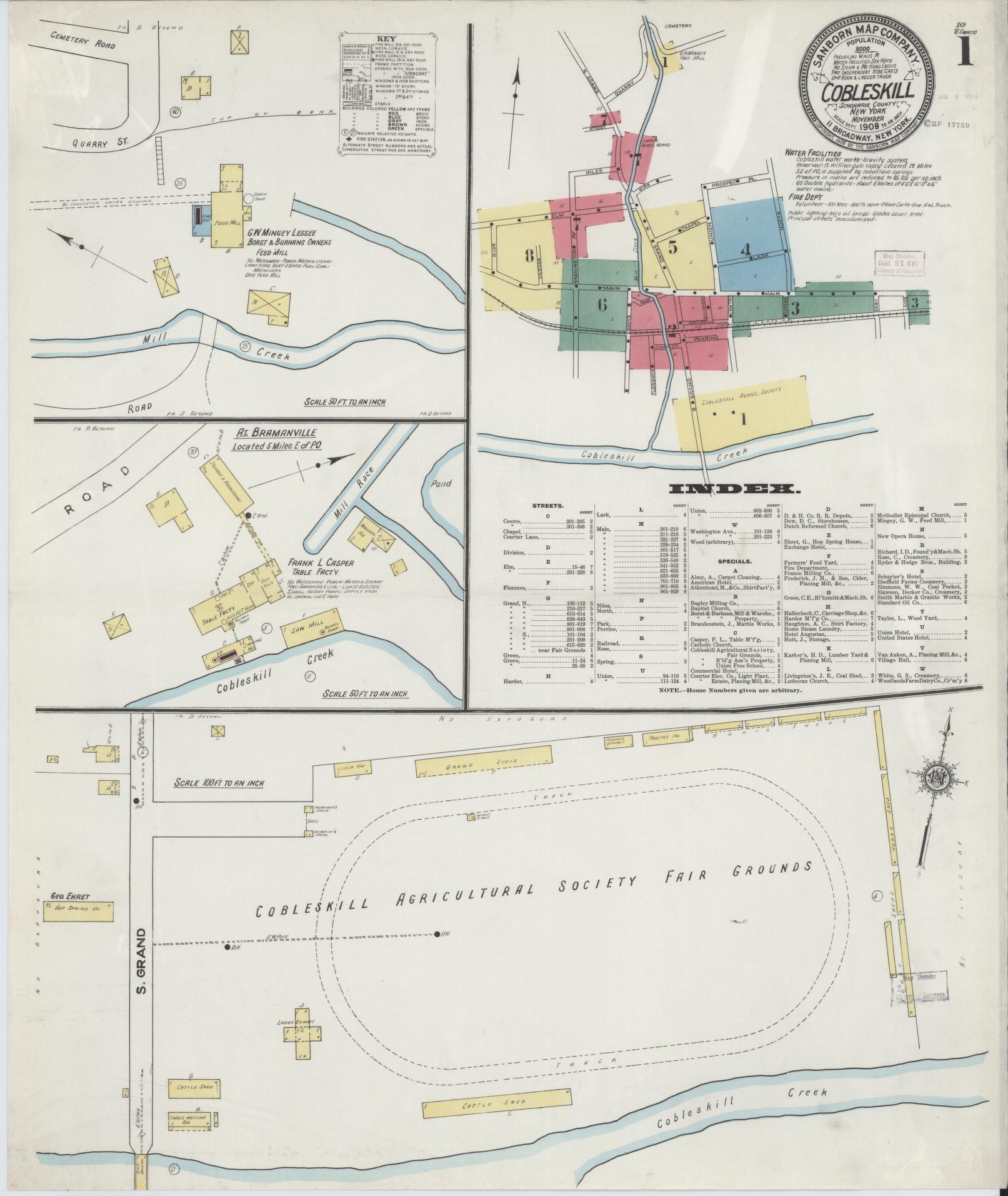 Sanborn Fire Insurance Map from Cobleskill, Schoharie County, New York. (1909) – Historic Sanborn Fire Insurance Map Print