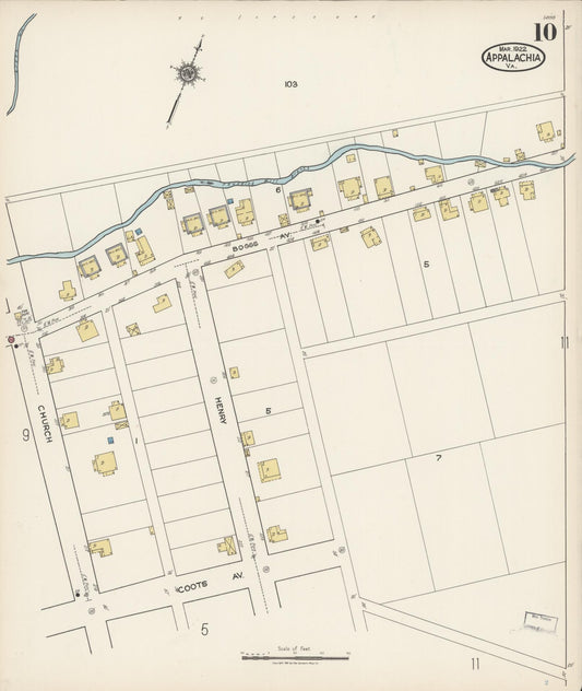 Sanborn Fire Insurance Map from Appalachia, Wise County, Virginia (1922), Sheet #0010 - Historic Sanborn Fire Insurance Map Print, vintage old map wall art, antique decor, genealogy gift, Virginia Virginia map