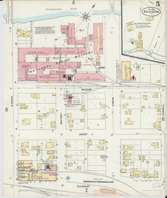 Sanborn Fire Insurance Map from Belvidere, Boone County, Illinois (1897), Sheet #0005 - Historic Sanborn Fire Insurance Map Print, vintage old map wall art, antique decor, genealogy gift, Illinois Illinois map
