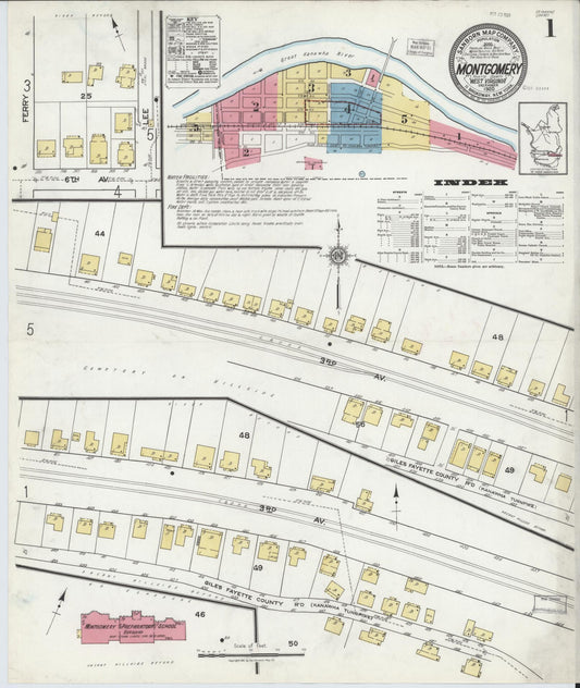 Sanborn Fire Insurance Map from Montgomery, Fayette County, West Virginia (1920), Sheet #0001 - Complete Map Set gallery image, historic Sanborn map, vintage wall art, West Virginia West Virginia