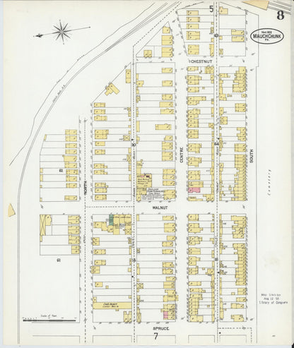 Sanborn Fire Insurance Map from Mauch Chunk, Carbon County, Pennsylvania (1902), Sheet #0008 - Historic Sanborn Fire Insurance Map Print, vintage old map wall art, antique decor, genealogy gift, Pennsylvania Pennsylvania map