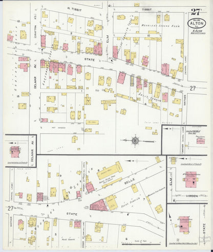 Sanborn Fire Insurance Map from Alton, Madison County, Illinois (1915), Sheet #0027 - Complete Map Set gallery image, historic Sanborn map, vintage wall art, Illinois Illinois
