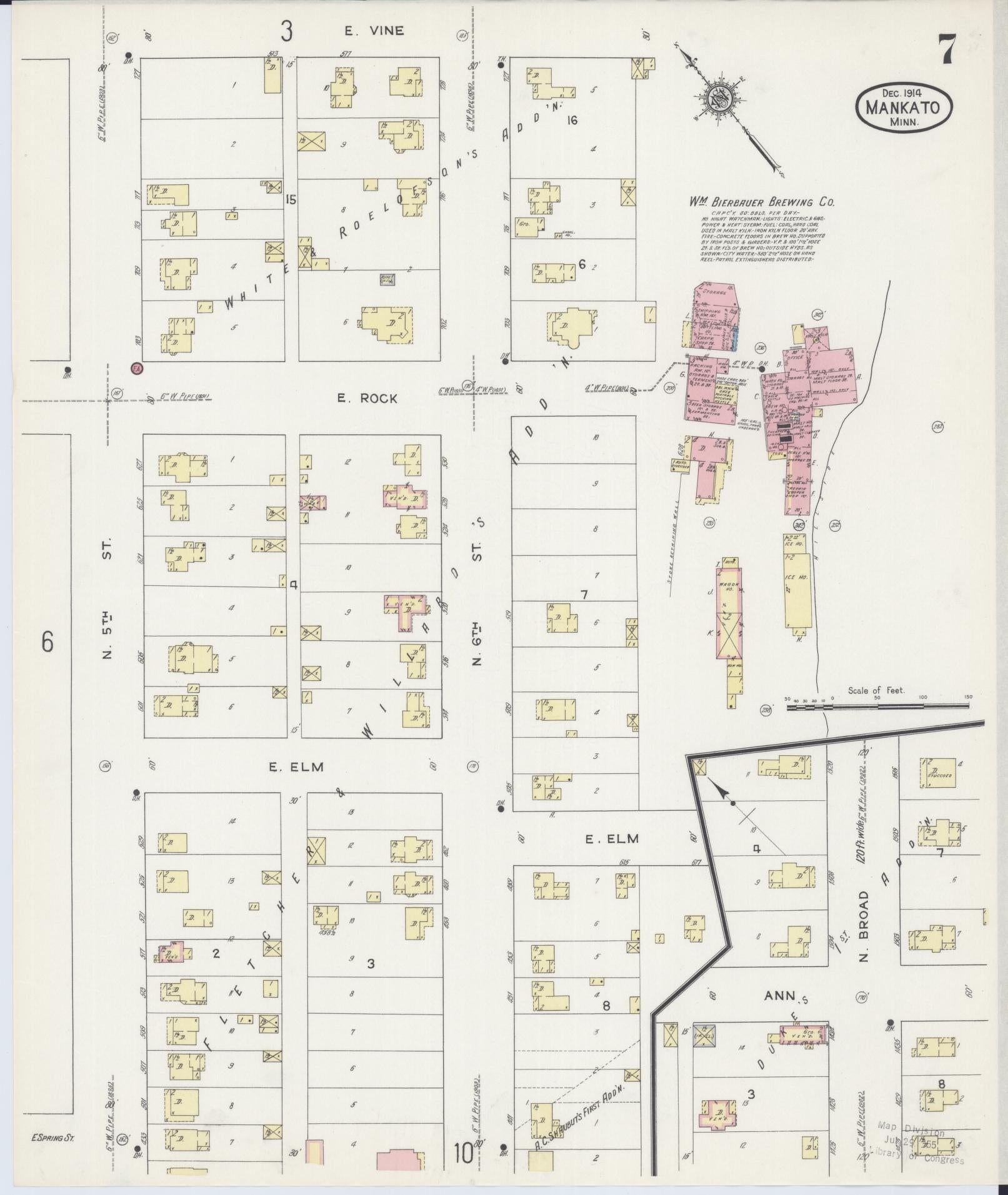 Sanborn Fire Insurance Map from Mankato, Blue Earth County, Minnesota (1914), Sheet #0007 - Complete Map Set gallery image, historic Sanborn map, vintage wall art, Minnesota Minnesota