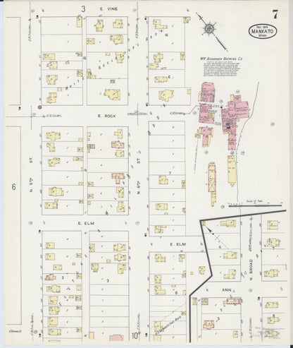 Sanborn Fire Insurance Map from Mankato, Blue Earth County, Minnesota (1914), Sheet #0007 - Complete Map Set gallery image, historic Sanborn map, vintage wall art, Minnesota Minnesota
