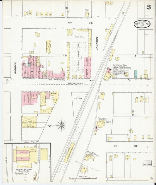 Sanborn Fire Insurance Map from Sterling, Rice County, Kansas (1893), Sheet #0003 - Historic Sanborn Fire Insurance Map Print, vintage old map wall art, antique decor, genealogy gift, Kansas Kansas map