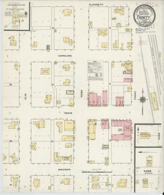 Sanborn Fire Insurance Map from Trinity, Trinity County, Texas (1909), Sheet #0001 - Historic Sanborn Fire Insurance Map Print, vintage old map wall art, antique decor, genealogy gift, Texas Texas map