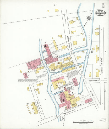Sanborn Fire Insurance Map from Unionville, Hartford County, Connecticut (1921), Sheet #0002 - Complete Map Set gallery image, historic Sanborn map, vintage wall art, Connecticut Connecticut