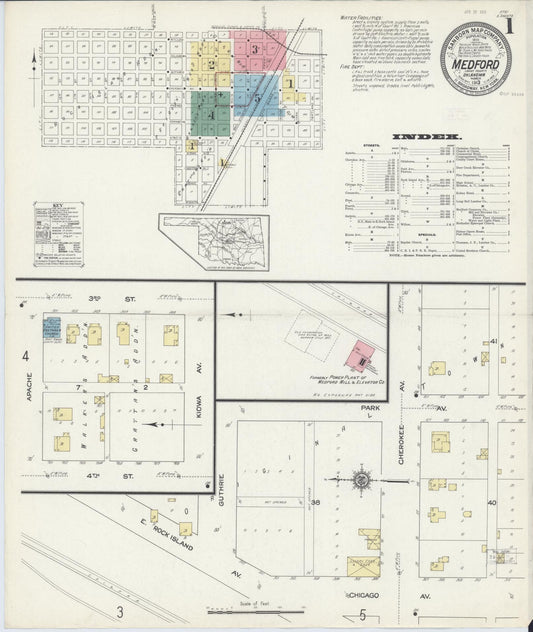 Sanborn Fire Insurance Map from Medford, Grant County, Oklahoma. (1913) – Historic Sanborn Fire Insurance Map Print