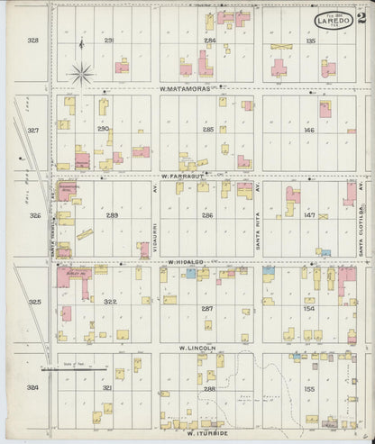 Sanborn Fire Insurance Map from Laredo, Webb County, Texas (1894), Sheet #0002 - Complete Map Set gallery image, historic Sanborn map, vintage wall art, Texas Texas