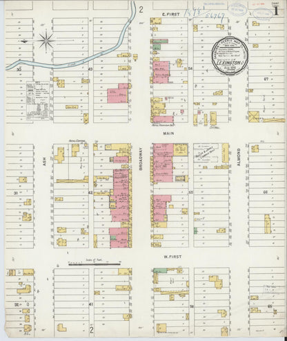 Sanborn Fire Insurance Map from Lexington, Cleveland County, Oklahoma (1898), Sheet #0001 - Complete Map Set gallery image, historic Sanborn map, vintage wall art, Oklahoma Oklahoma