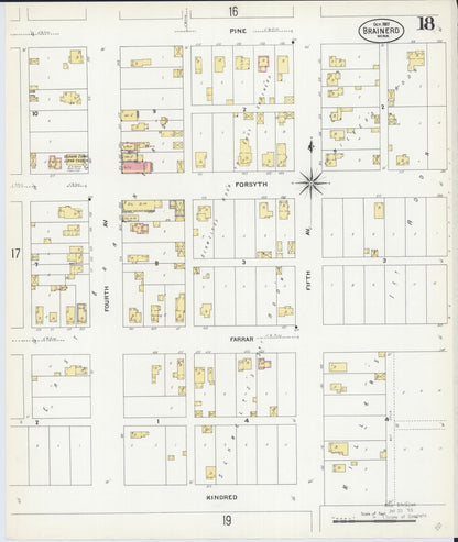 Sanborn Fire Insurance Map from Brainerd, Crow Wing County, Minnesota (1907), Sheet #0018 - Historic Sanborn Fire Insurance Map Print, vintage old map wall art, antique decor, genealogy gift, Minnesota Minnesota map