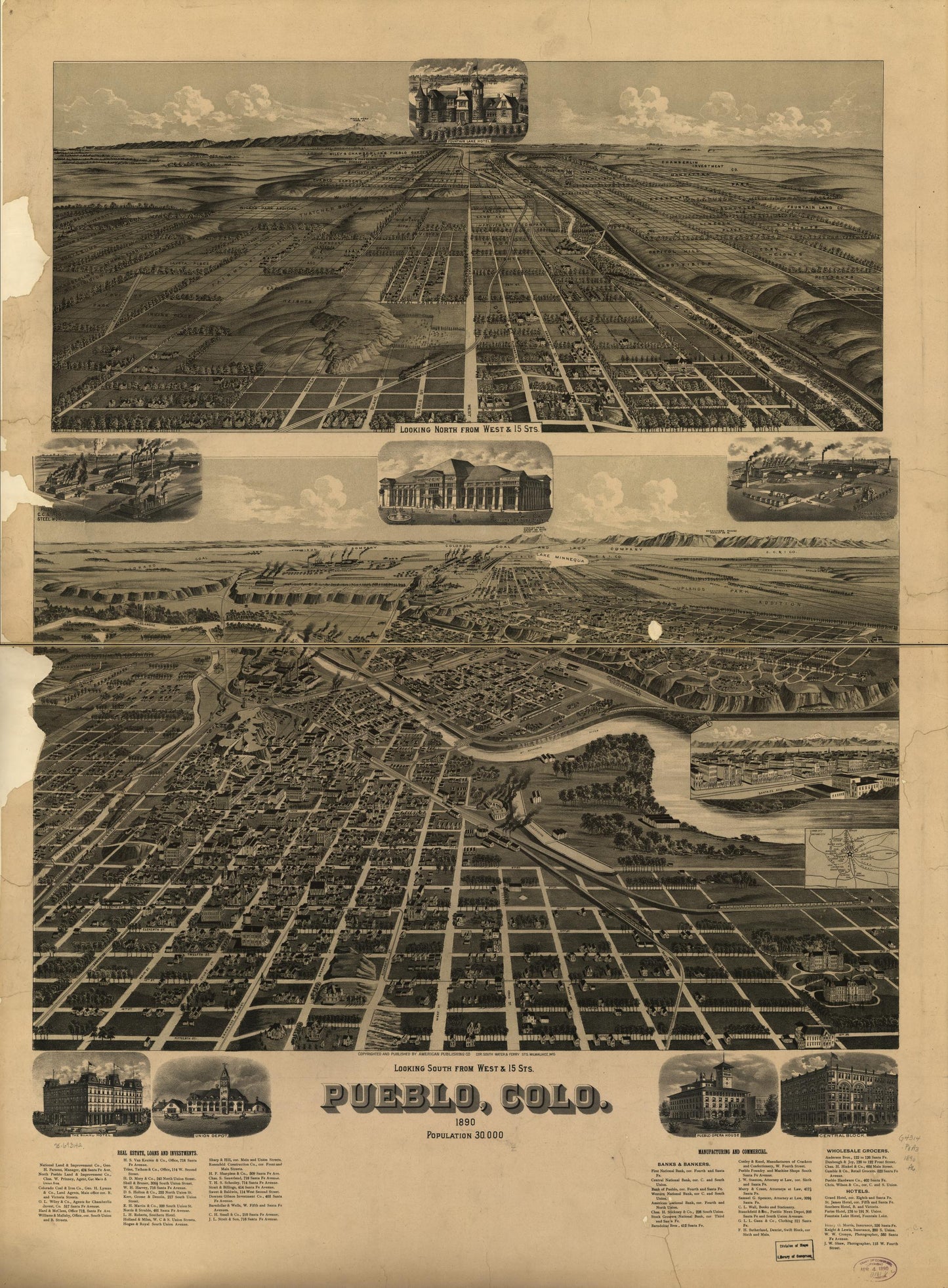 Pueblo, Colo. 1890. (1890) – Historic Bird’s-Eye View Panorama Print