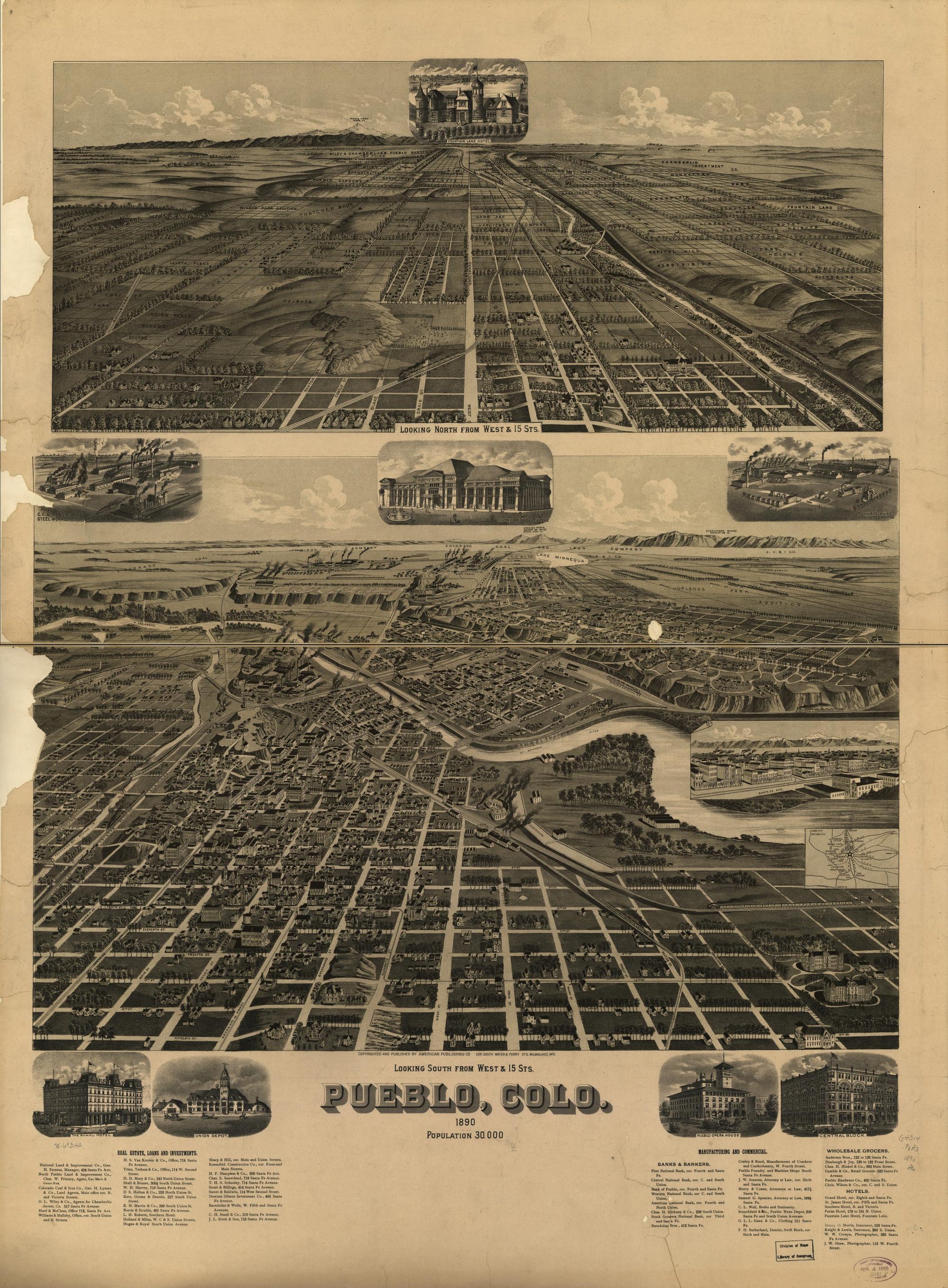 Pueblo, Colo. 1890. (1890) – Historic Bird’s-Eye View Panorama Print