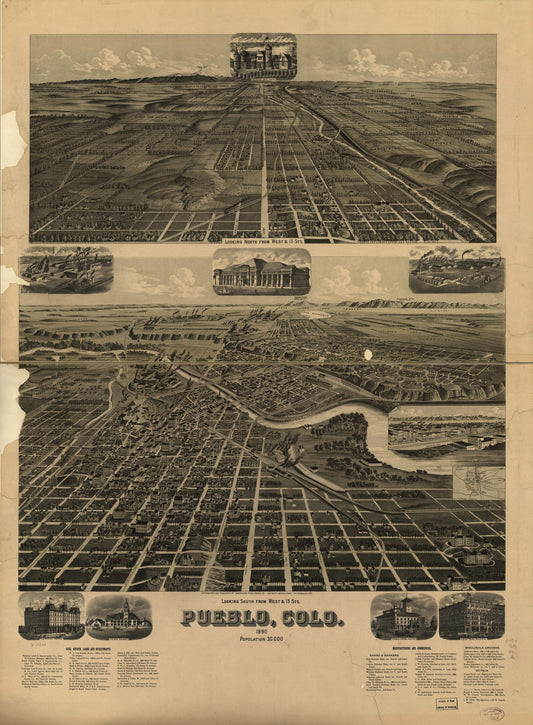 Pueblo, Colo. 1890. (1890) – Historic Bird’s-Eye View Panorama Print
