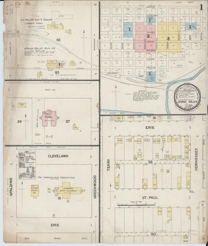 Sanborn Fire Insurance Map from Spring Valley, Bureau County, Illinois (1888), Sheet #0001 - Historic Sanborn Fire Insurance Map Print, vintage old map wall art, antique decor, genealogy gift, Illinois Illinois map