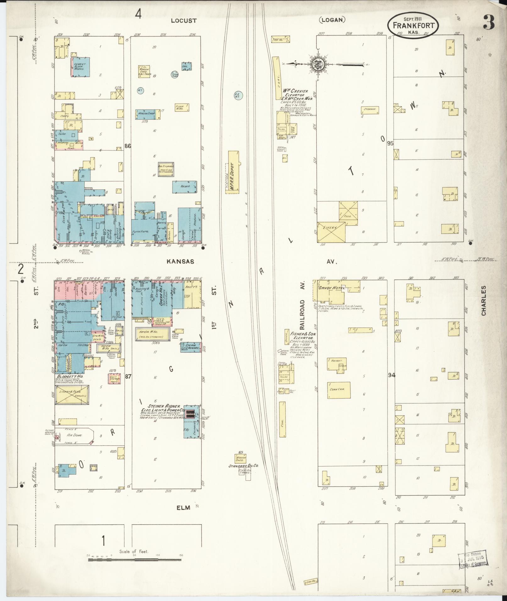 Sanborn Fire Insurance Map from Frankfort, Marshall County, Kansas (1911), Sheet #0003 - Complete Map Set gallery image, historic Sanborn map, vintage wall art, Kansas Kansas