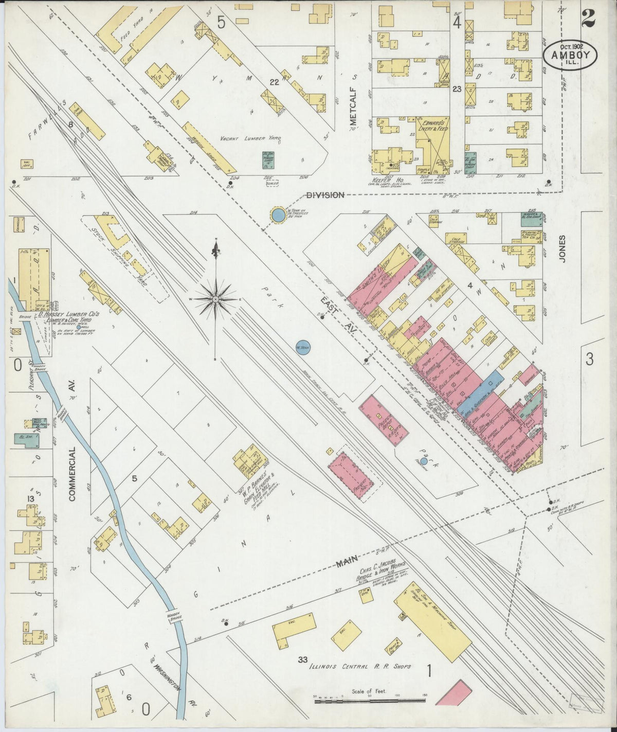 Sanborn Fire Insurance Map from Amboy, Lee County, Illinois (1902), Sheet #0002 - Complete Map Set gallery image, historic Sanborn map, vintage wall art, Illinois Illinois