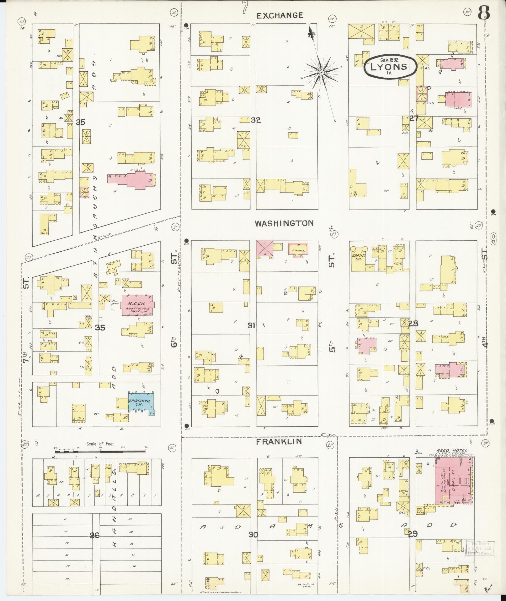 Sanborn Fire Insurance Map from Lyons, Clinton County, Iowa (1892), Sheet #0008 - Historic Sanborn Fire Insurance Map Print