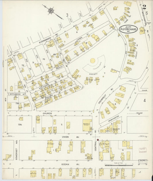 Sanborn Fire Insurance Map from Old Orchard, York County, Maine (1913), Sheet #0002 - Historic Sanborn Fire Insurance Map Print, vintage old map wall art, antique decor, genealogy gift, Maine Maine map