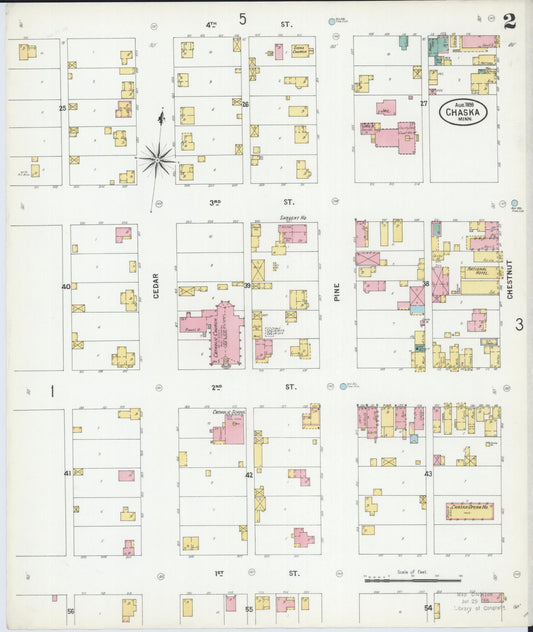 Sanborn Fire Insurance Map from Chaska, Carver County, Minnesota (1899), Sheet #0002 - Historic Sanborn Fire Insurance Map Print, vintage old map wall art, antique decor, genealogy gift, Minnesota Minnesota map