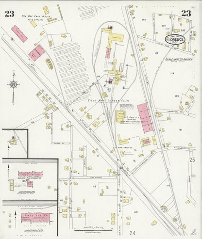 Sanborn Fire Insurance Map from Florence, Florence County, South Carolina (1924), Sheet #0023 - Complete Map Set gallery image, historic Sanborn map, vintage wall art, South Carolina South Carolina
