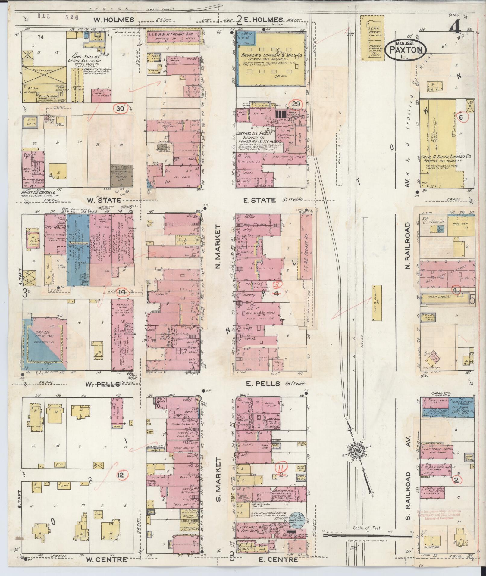 Sanborn Fire Insurance Map from Paxton, Ford County, Illinois (1932), Sheet #0004 - Complete Map Set gallery image, historic Sanborn map, vintage wall art, Illinois Illinois